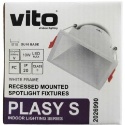 Supporto quadrato per faretto GU10 da incasso 83x83mm bianco