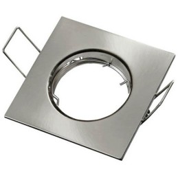 Supporto quadrato per faretto GU10 da incasso 80x80 argento satinato