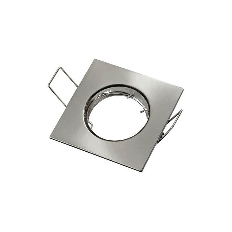 Supporto quadrato per faretto GU10 da incasso 80x80 argento satinato