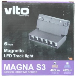 Faretto LED magnetico girevole per illuminazione da binario 6W  480Lm 3000K luce calda