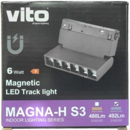 Faretto LED magnetico orientabile per illuminazione da binario 6W 492Lm 4000K luce naturale