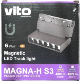 Faretto LED magnetico orientabile per illuminazione da binario 6W 480Lm 3000K luce calda