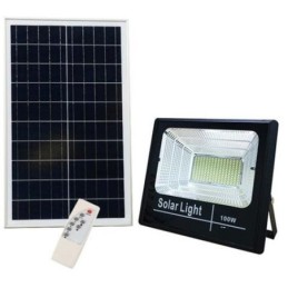 Kit faro LED dimmerabile 100W 6500K 7.000lm IP67 con pannello solare e telecomando
