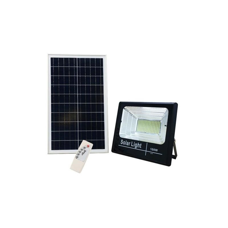 Kit faro LED dimmerabile 100W 6500K 7.000lm IP67 con pannello solare e telecomando