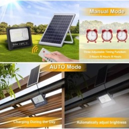 Kit faro LED dimmerabile 100W 6500K 7.000lm IP67 con pannello solare e telecomando