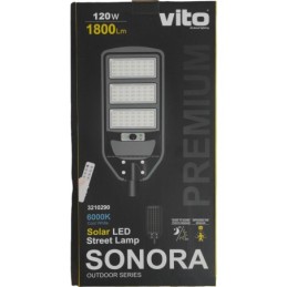 Lampione solare LED 120W 1800lm 6000k luce fredda Vito