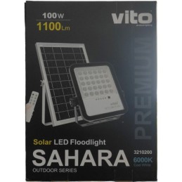 Faretto solare LED 100W 1100lm luce fredda 6000k IP65 Vito