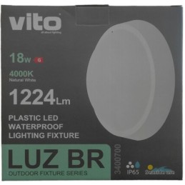 Plafoniera LED per esterno 18W 1224Lm luce naturale IP65 Φ220x99mm Vito