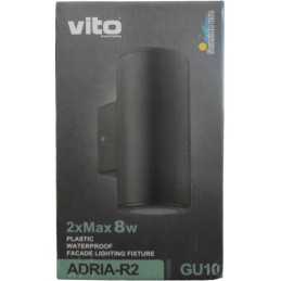 Lampada applique da esterno nera IP54 2xGU10 Φ76x186x99mm