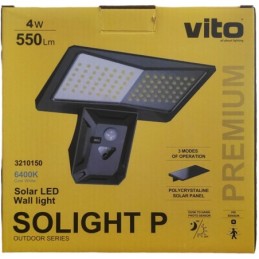 Lampada solare per esterni 4W 550Lm 6400K IP44 con sensore PIR e crepuscolare