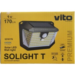 Faretto solare LED 1W 170Lm luce fredda con sensore PIR e crepuscolare