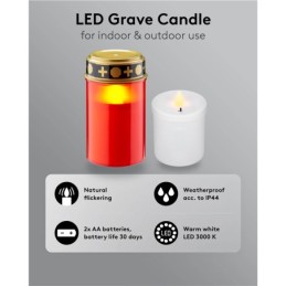 Lumino rosso a LED bianco caldo 2xAA IP44
