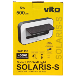 Lampada solare applique LED da parete 5W 500lm 4000k luce naturale