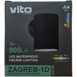 Applique LED da esterno 9W 900lm IP65 3CCT nero