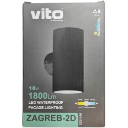 Applique LED da esterno 18W 1800lm IP65 3CCT nero