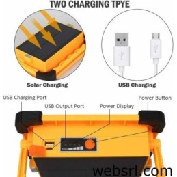 Faro LED con funzione powerbank a ricarica solare 9000mAh 60W 6500K