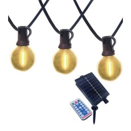 Catena luminosa solare 10 LED 3000K luce calda IP44 con telecomando