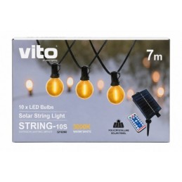 Catena luminosa solare 10 LED 3000K luce calda IP44 con telecomando