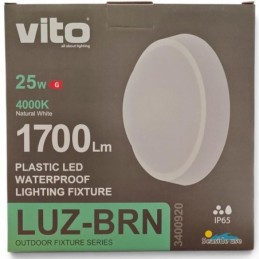Plafoniera LED esterna 1700lm 25W 4000K luce naturale IP65 bianca