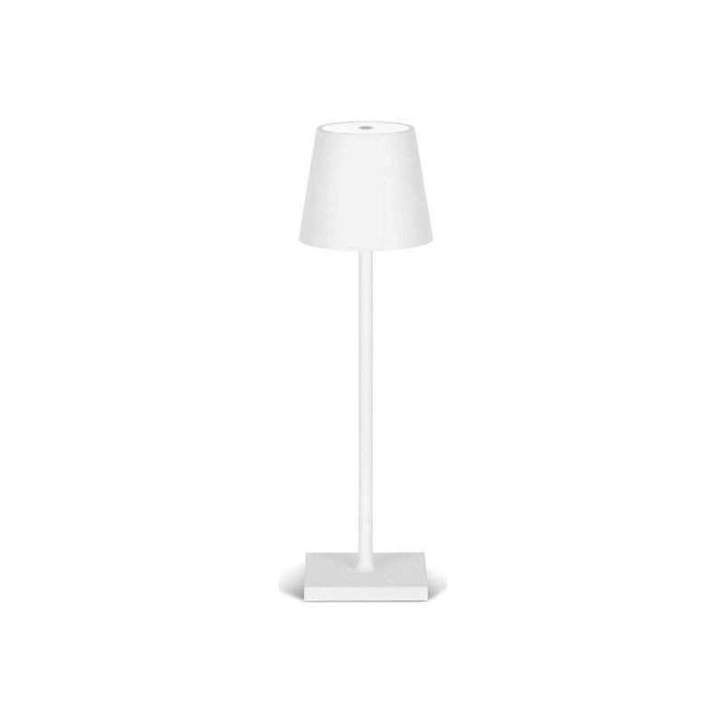 Lampada LED ricaricabile da tavolo 3W dimmerabile in metallo bianco