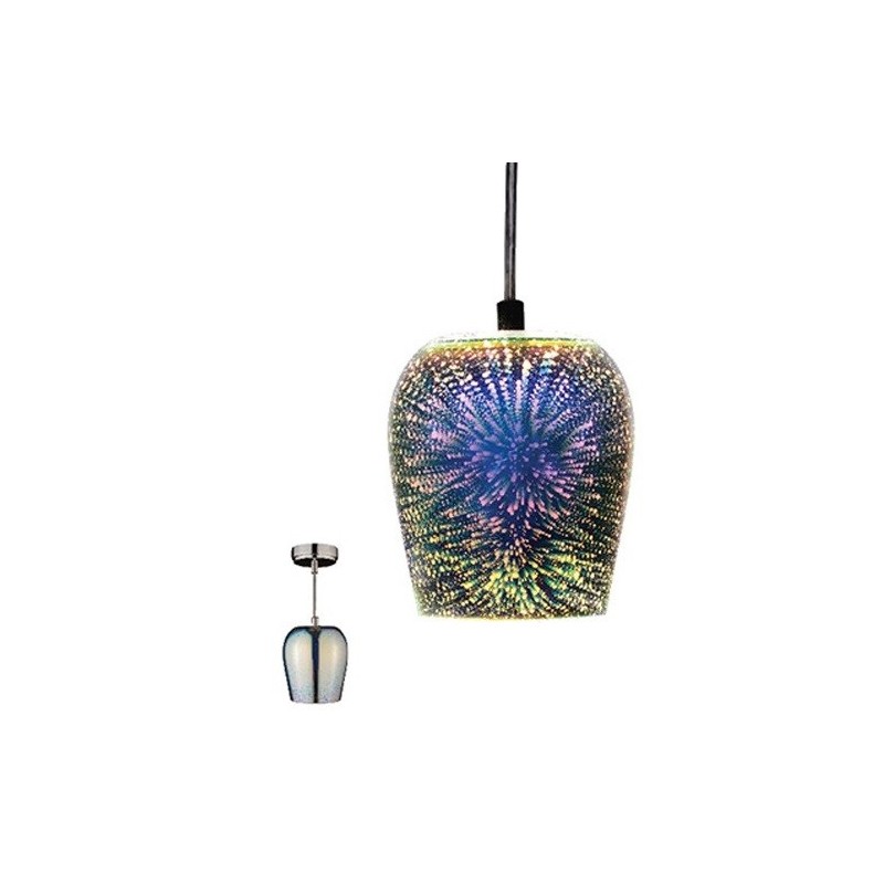 Lampadario 3D in vetro cromato 1xE27