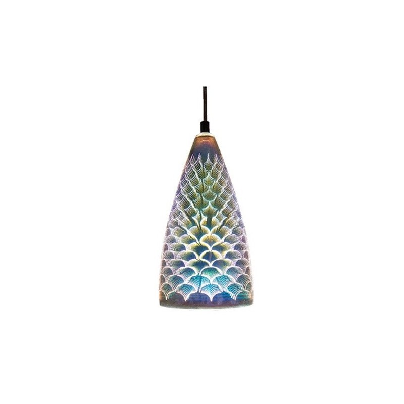 Lampadario 3D in vetro cromato 1xE27