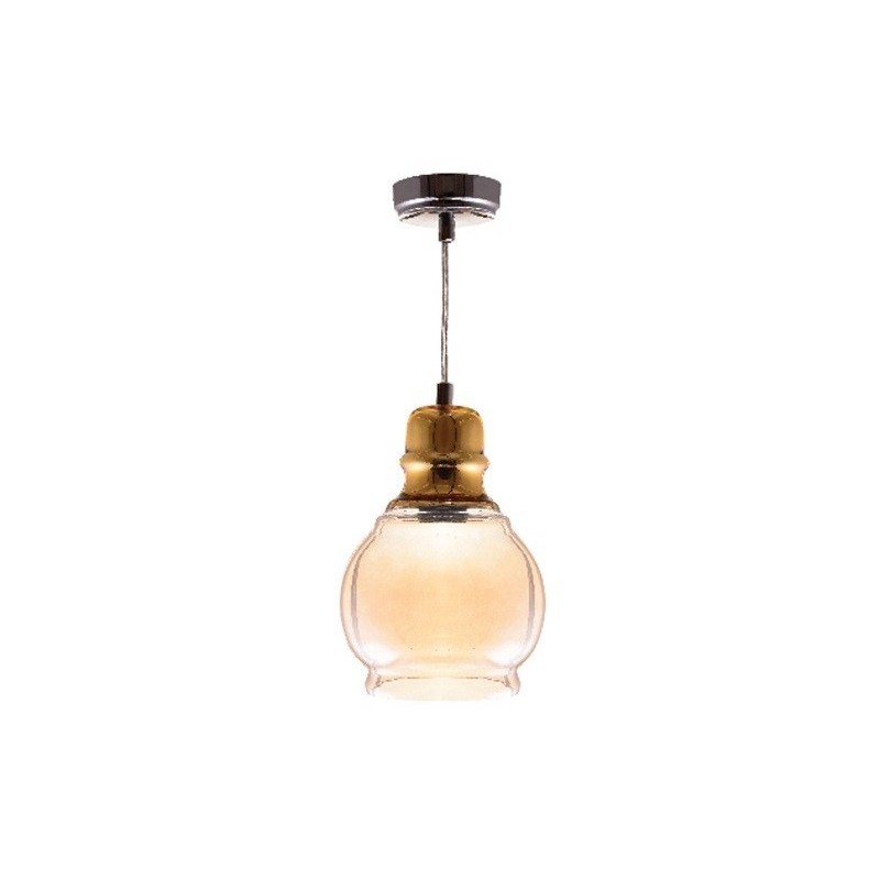 Lampadario in vetro dorato e ambra 1xE27