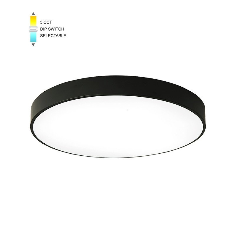 Plafoniera LED rotonda 25W 2000lm 3CCT nera