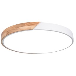 Plafoniera LED rotonda da soffitto effetto legno 50 cm bianca 36W 3CCT