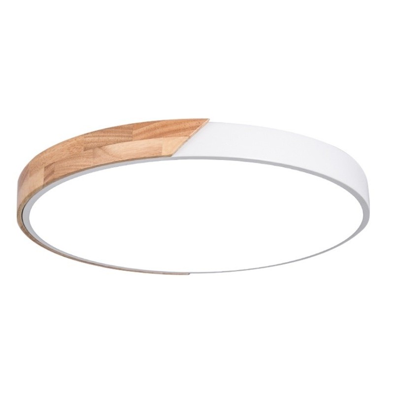 Plafoniera LED rotonda da soffitto effetto legno 50 cm bianca 36W 3CCT