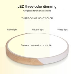 Plafoniera LED rotonda da soffitto effetto legno 50 cm bianca 36W 3CCT