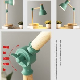 Lampada da tavolo in legno e metallo E27 nera