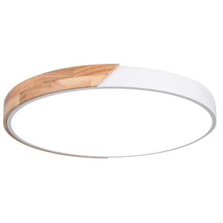 Plafoniera LED rotonda da soffitto effetto legno 40 cm bianca 24W 3CCT