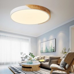 Plafoniera LED rotonda da soffitto effetto legno 40 cm bianca 24W 3CCT