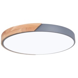 Plafoniera LED rotonda da soffitto effetto legno 40 cm grigia 24W 3CCT