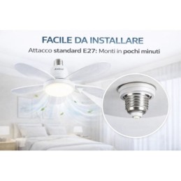 Lampada ventilatore LED 40W E27 con telecomando