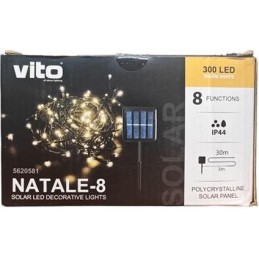 Luci a LED natalizie con pannello solare 300LED luce calda 2700K 30M 1.2V IP44