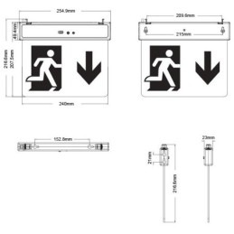 Lampada LED uscita d'emergenza freccia verso il basso 2W 6500k luce fredda