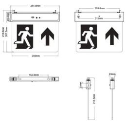 Lampada LED uscita d'emergenza freccia verso l'alto 2W 6500k luce fredda