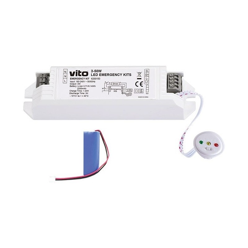 Kit ricaricabile illuminazione LED d'emergenza 3-50W 3.7V 2200mAh