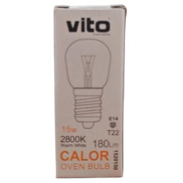 Lampadina per forno 15W T22 E14 2800K luce calda