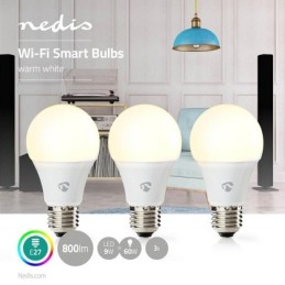 Lampadina LED Smart Wi-Fi 9W Bianco caldo 2700K E27 800 lumen confezione da 3 pezzi