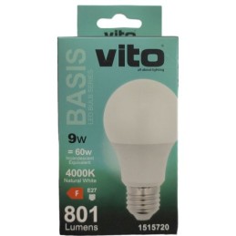 Lampadina LED E27 9W 801lm 4000k luce naturale Vito