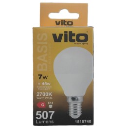 Lampadina LED mini globo E14 7W 507Lm 2700K luce calda Vito
