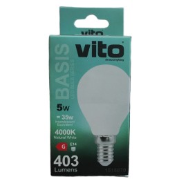 Lampadina LED mini globo E14 5W 403Lm 4000K luce naturale Vito