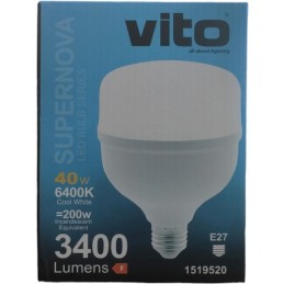 Lampadina LED 40W E27 T120 6400K luce fredda Vito