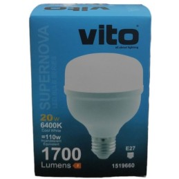 Lampadina LED 20W E27 T80 6400K luce fredda Vito