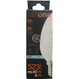 Lampadina LED a candela E14 6W 523lm 6400k luce fredda