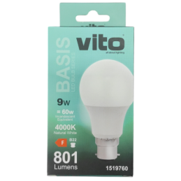 Lampada LED B22 801lm 9W 4000k luce naturale