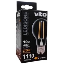 Lampadina LED filament A60 E27 10W 2700K luce calda 1110 lm
